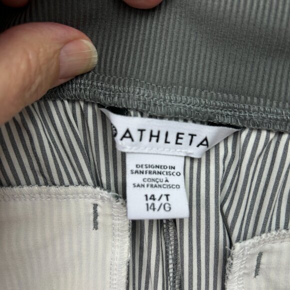 Athleta Pull On Brooklyn Textured Ankle Pants Women's Size 14 Tall Gray Striped - Picture 3 of 13